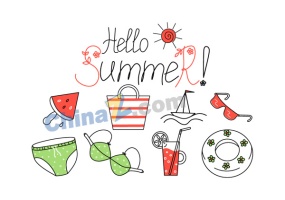 你好夏天手绘简约元素下载